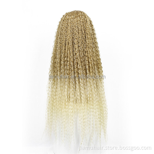 Natural Blonde Glueless Heat Resistant Wave Hair Wigs Long Kinky Curly Synthetic Brazilian Hair Wig